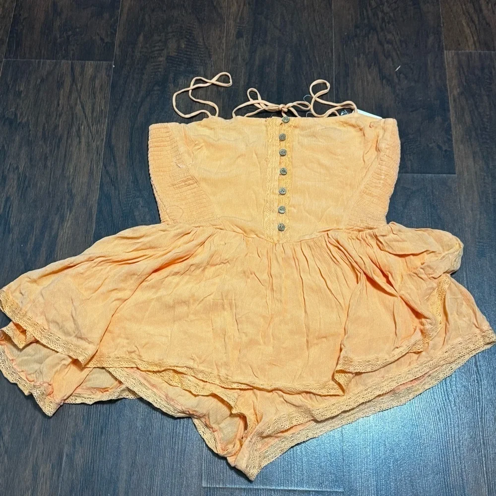 Free People Marley Romper Orange Large NWT